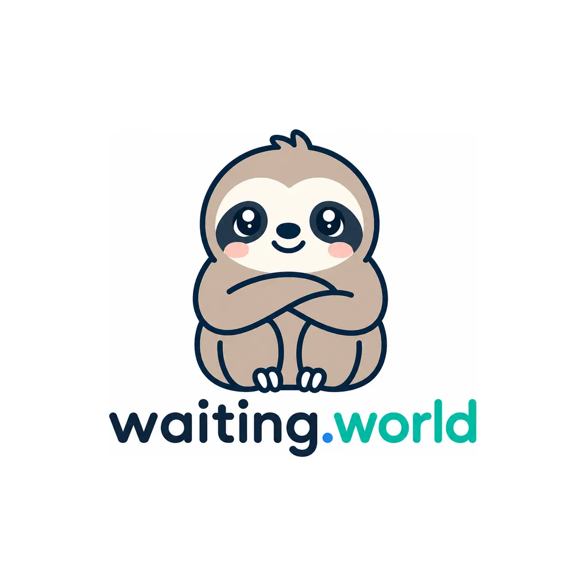 Logo waiting.world - mascotte paresseux, identité ludique et décontractée